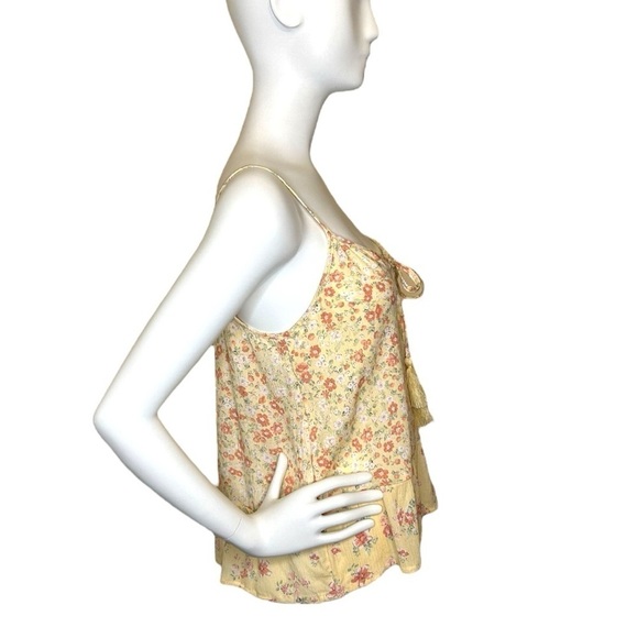 Hippie Rose Juniors’ Womens Floral Print Yellow Tank Top Medium - Picture 3 of 6